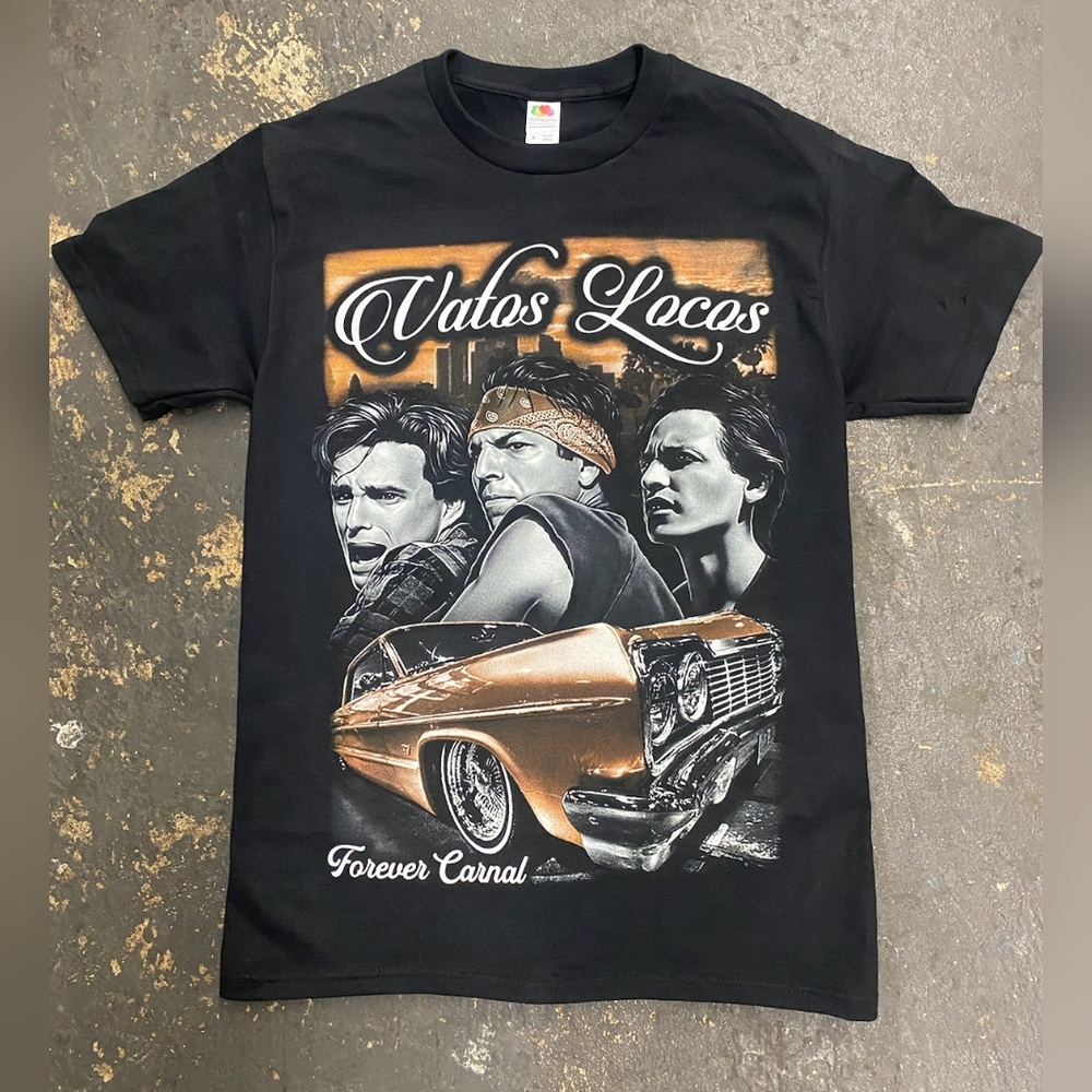 Vatos Locos Graphic Tee - Black with Gold Artwork